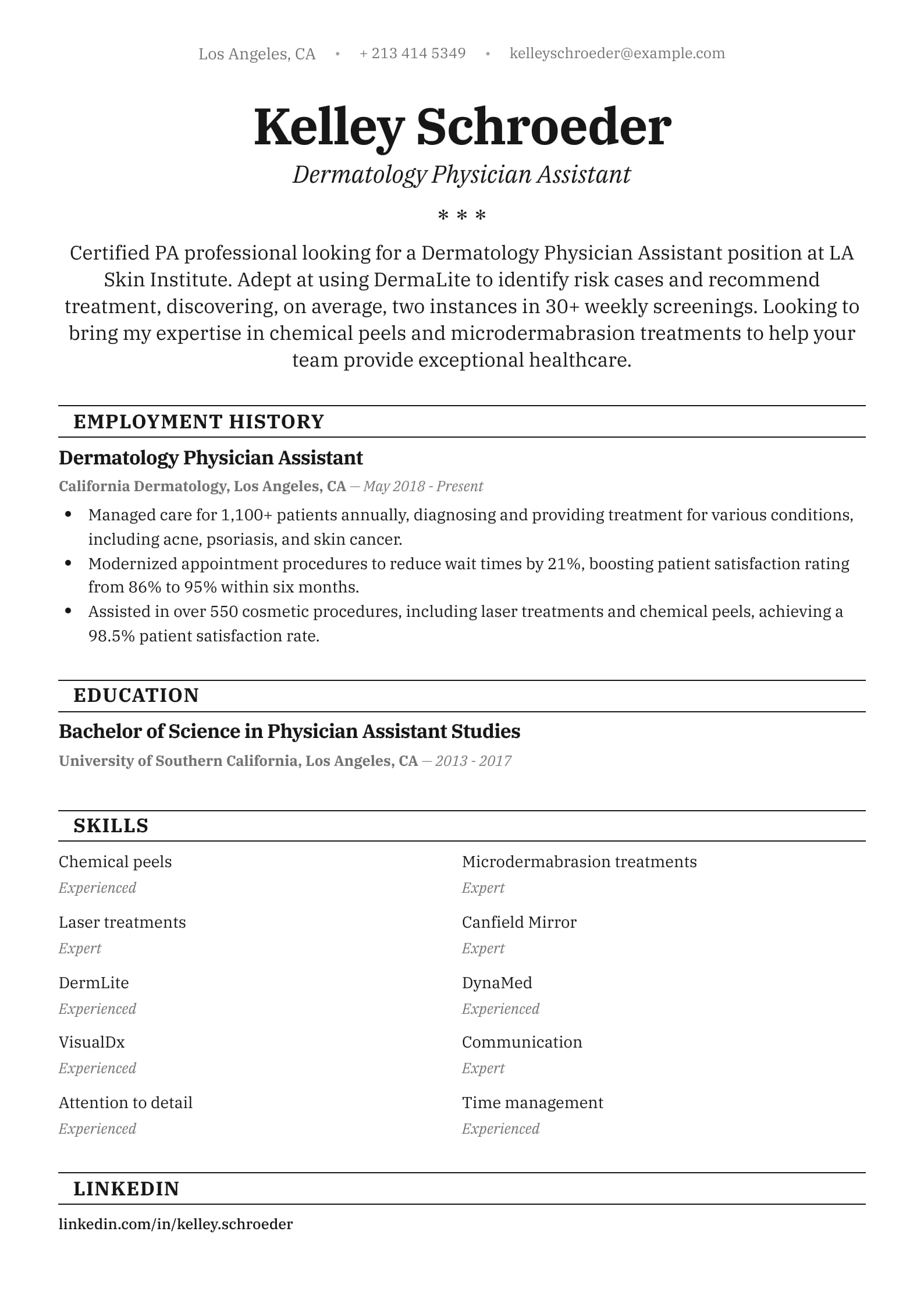 Dermatology Physician Assistant