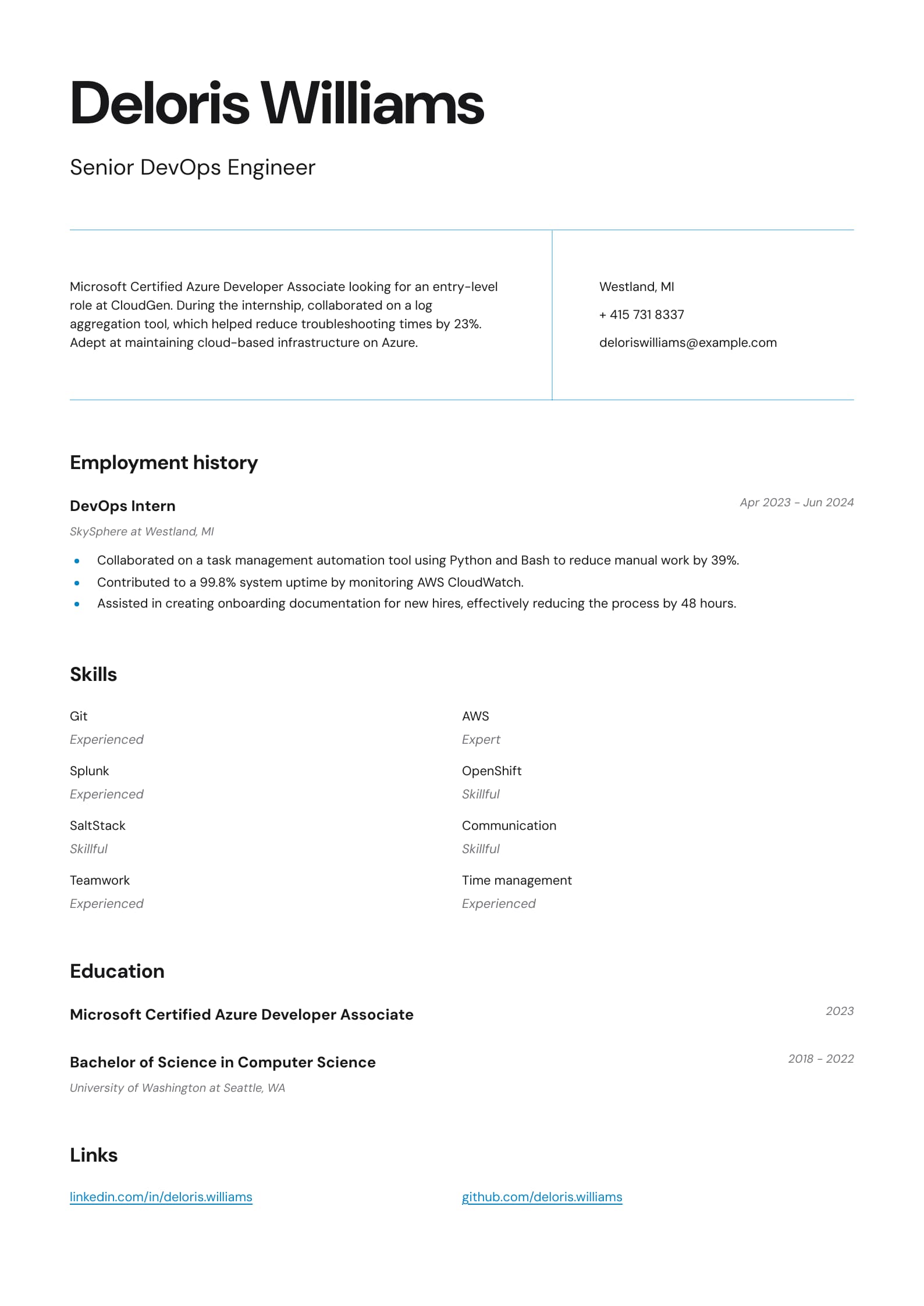 #2. Senior DevOps Engineer Resume