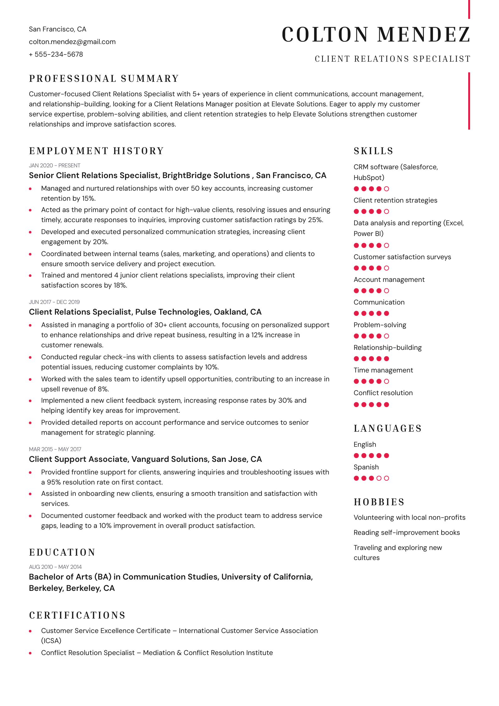 Client Relations Specialist