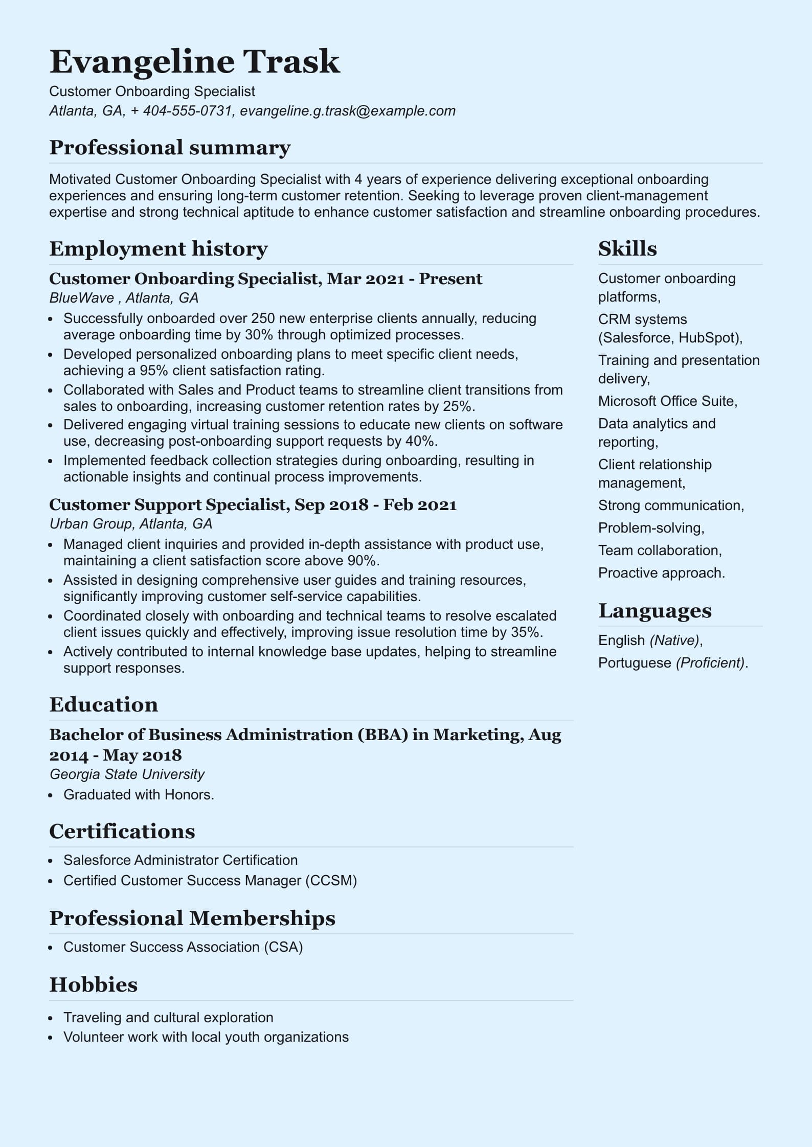 Customer Onboarding Specialist