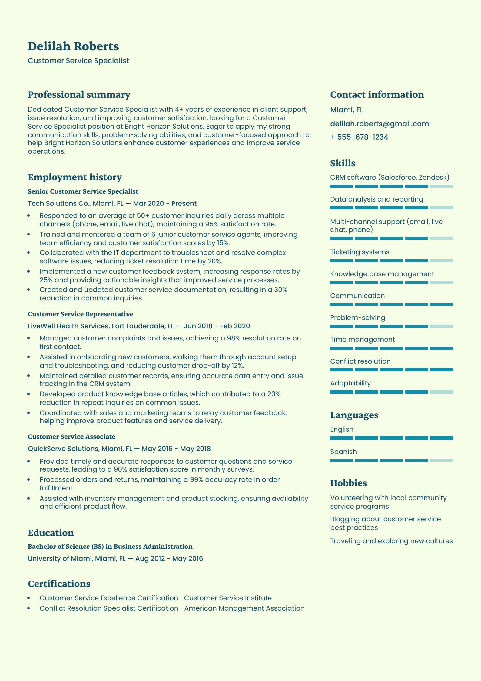 Customer Service Specialist