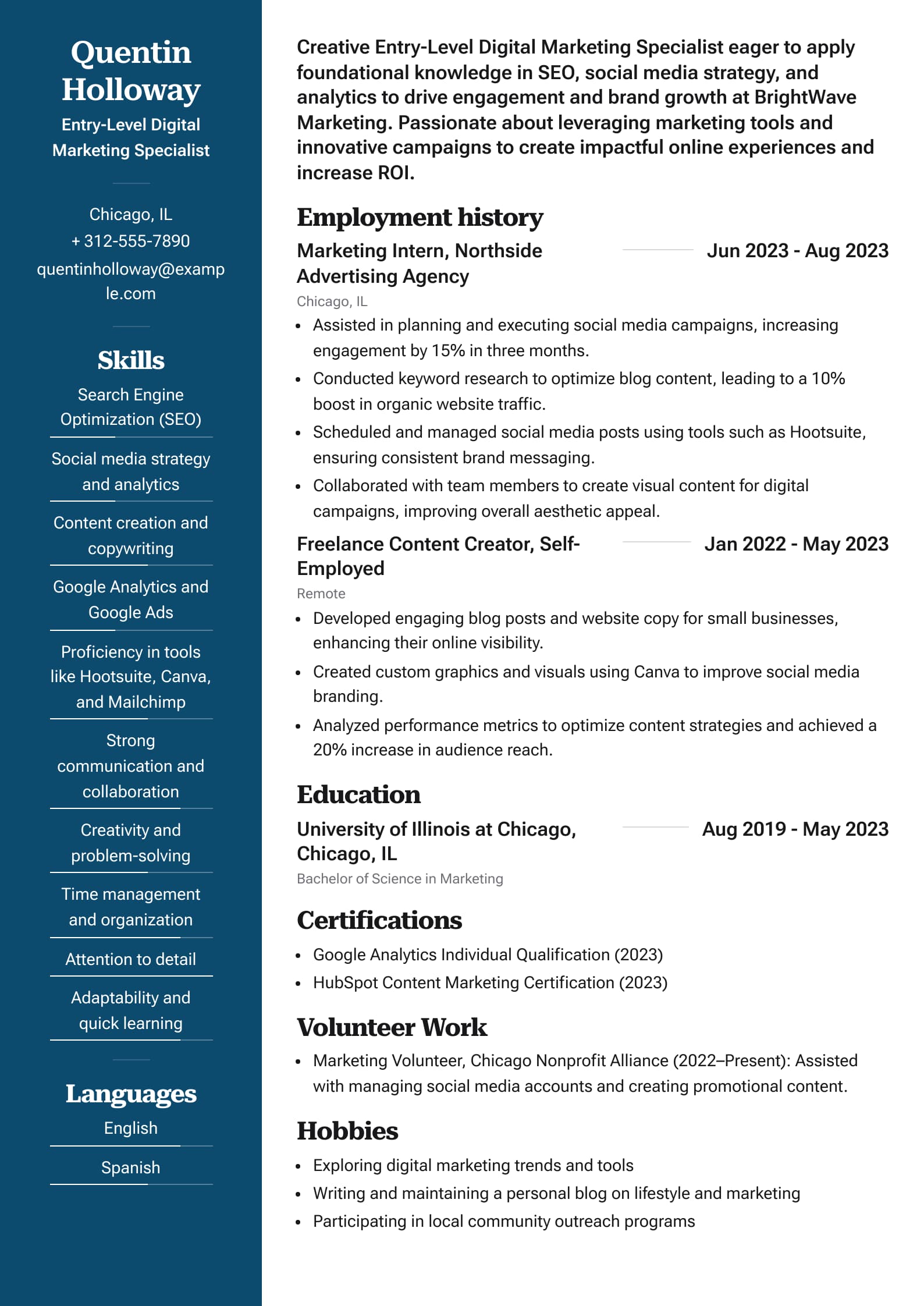 Entry-Level Digital Marketing Specialist