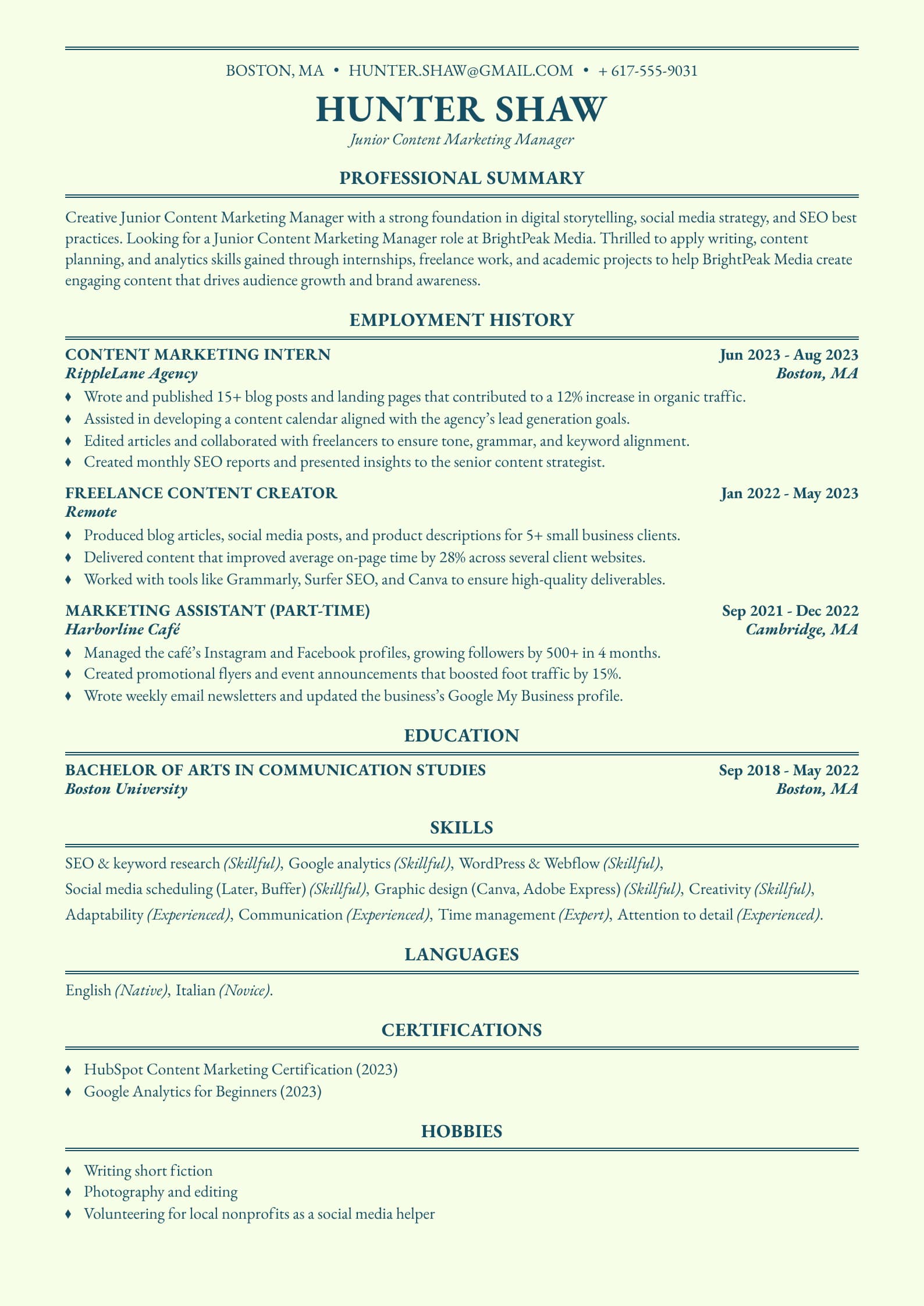 Junior Content Marketing Manager