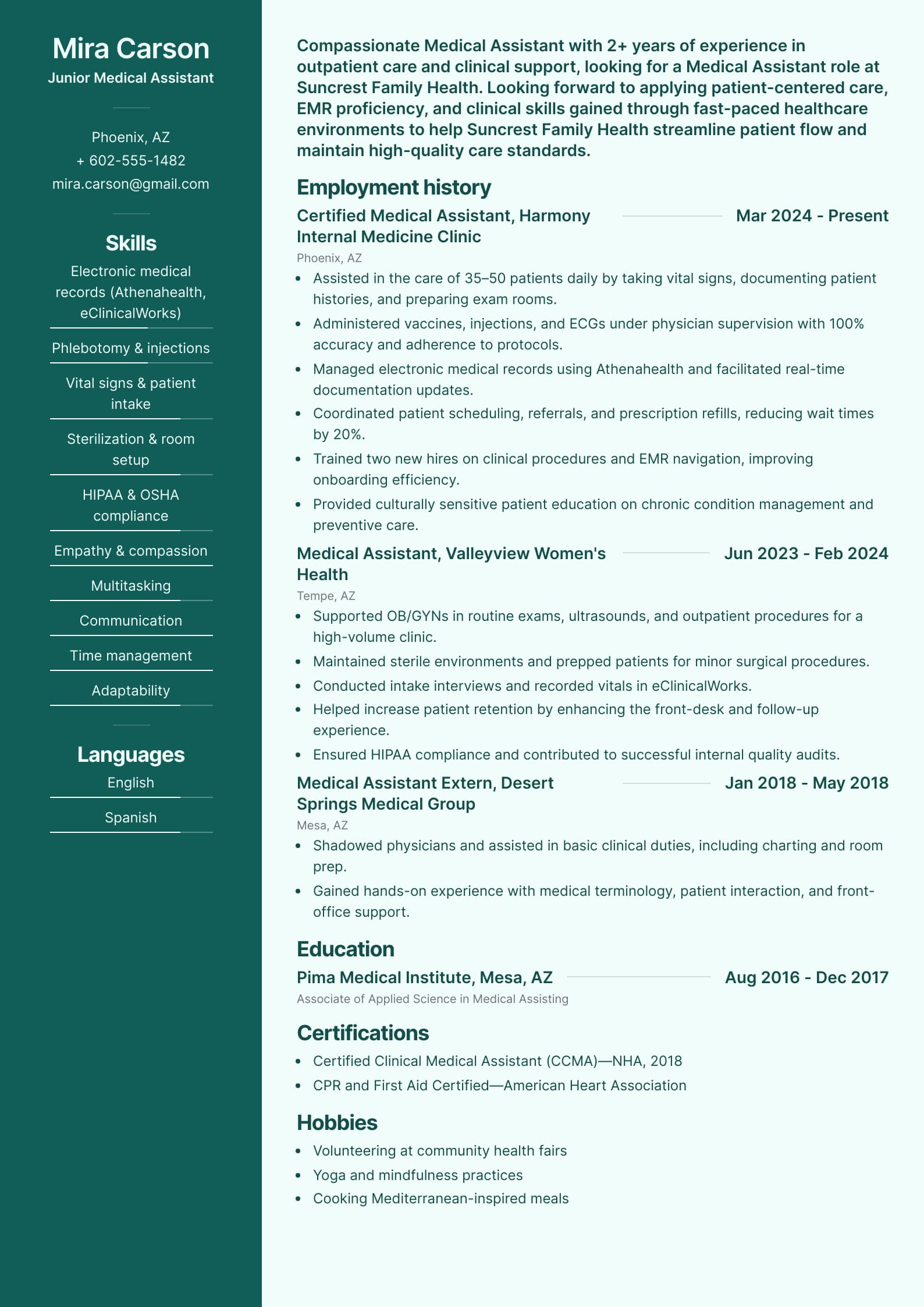 Junior Medical Assistant