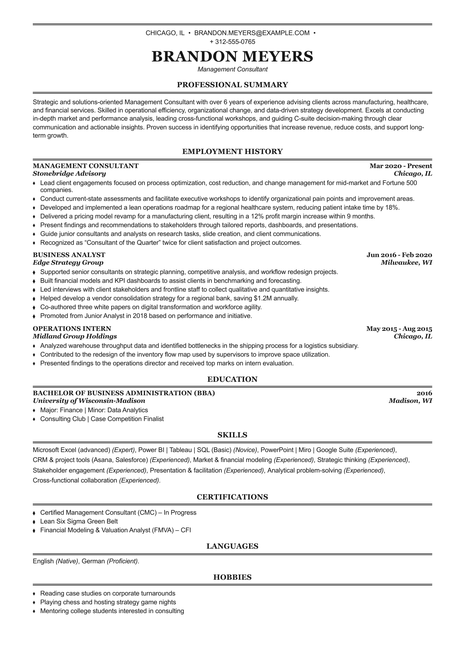 Management Consultant