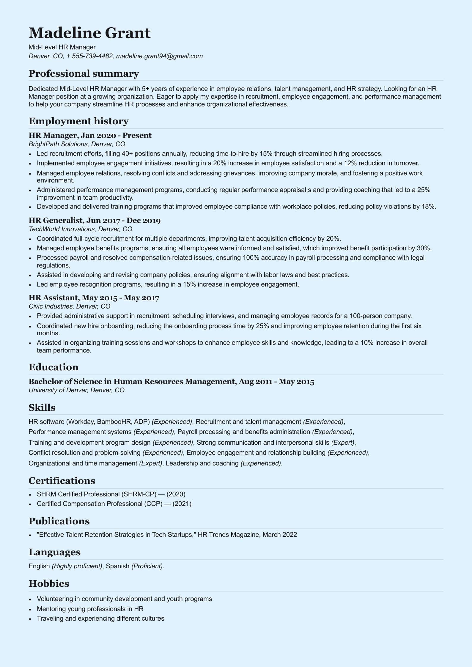 Mid-Level HR Manager