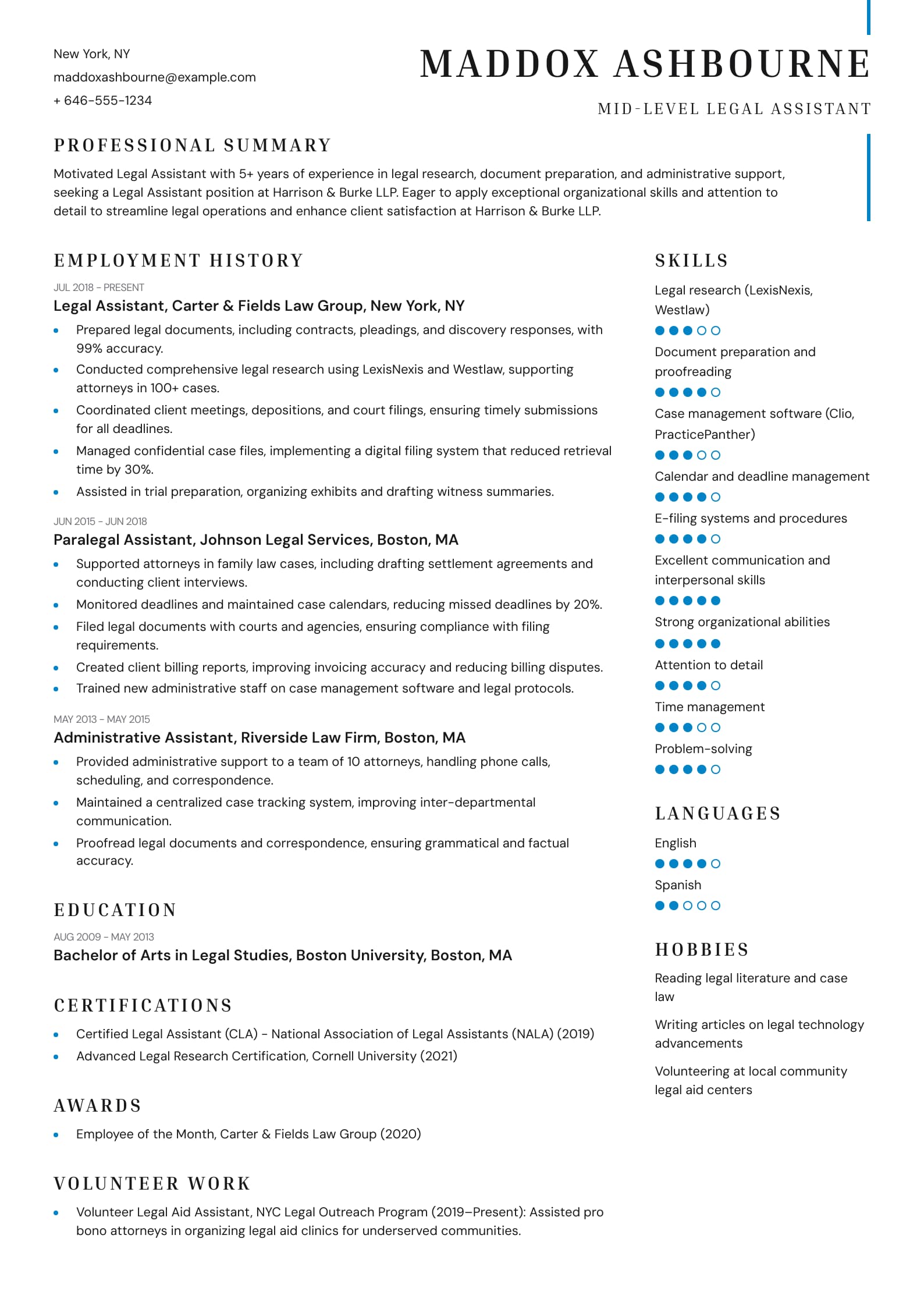 Mid-Level Legal Assistant