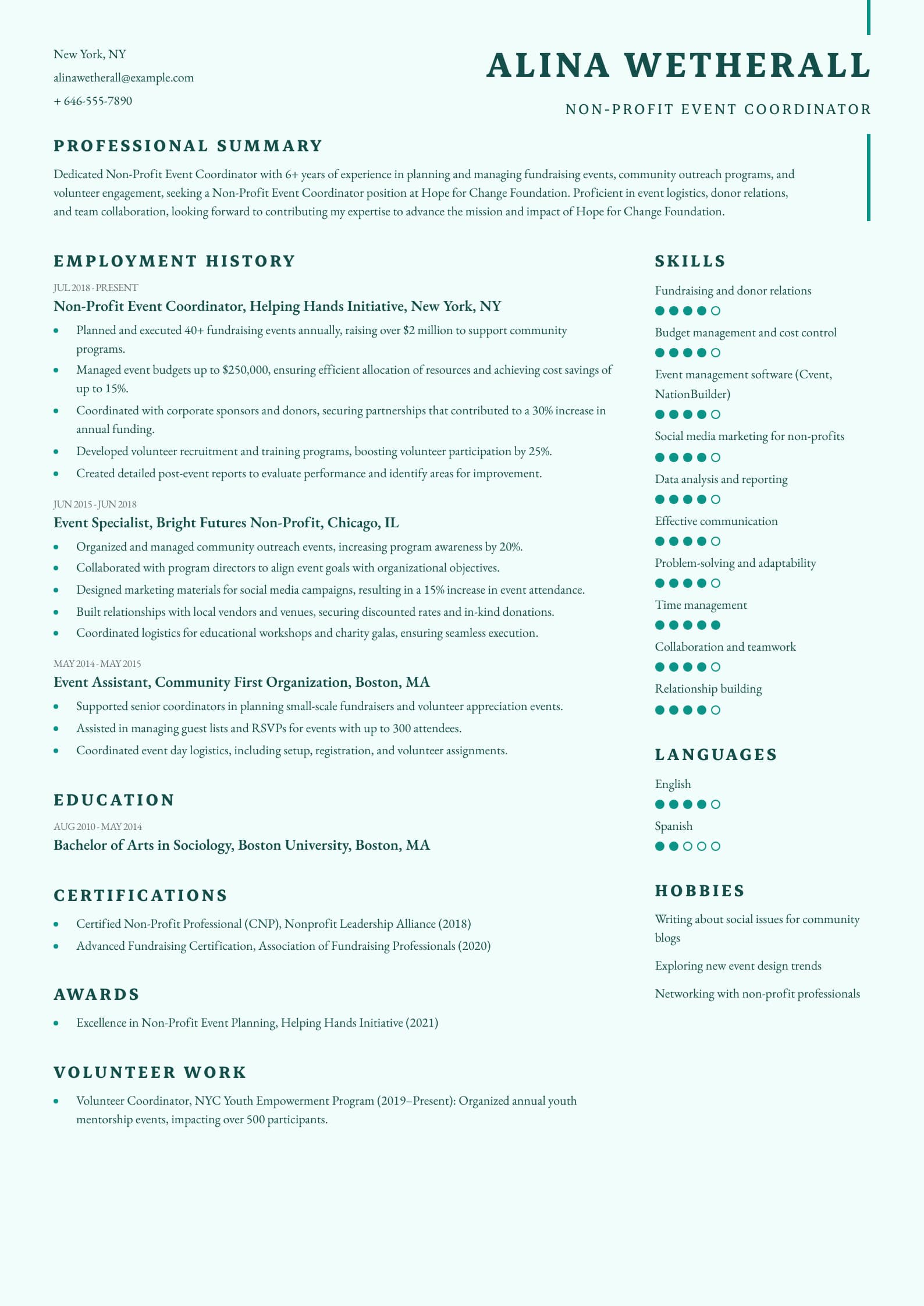 Non-Profit Event Coordinator