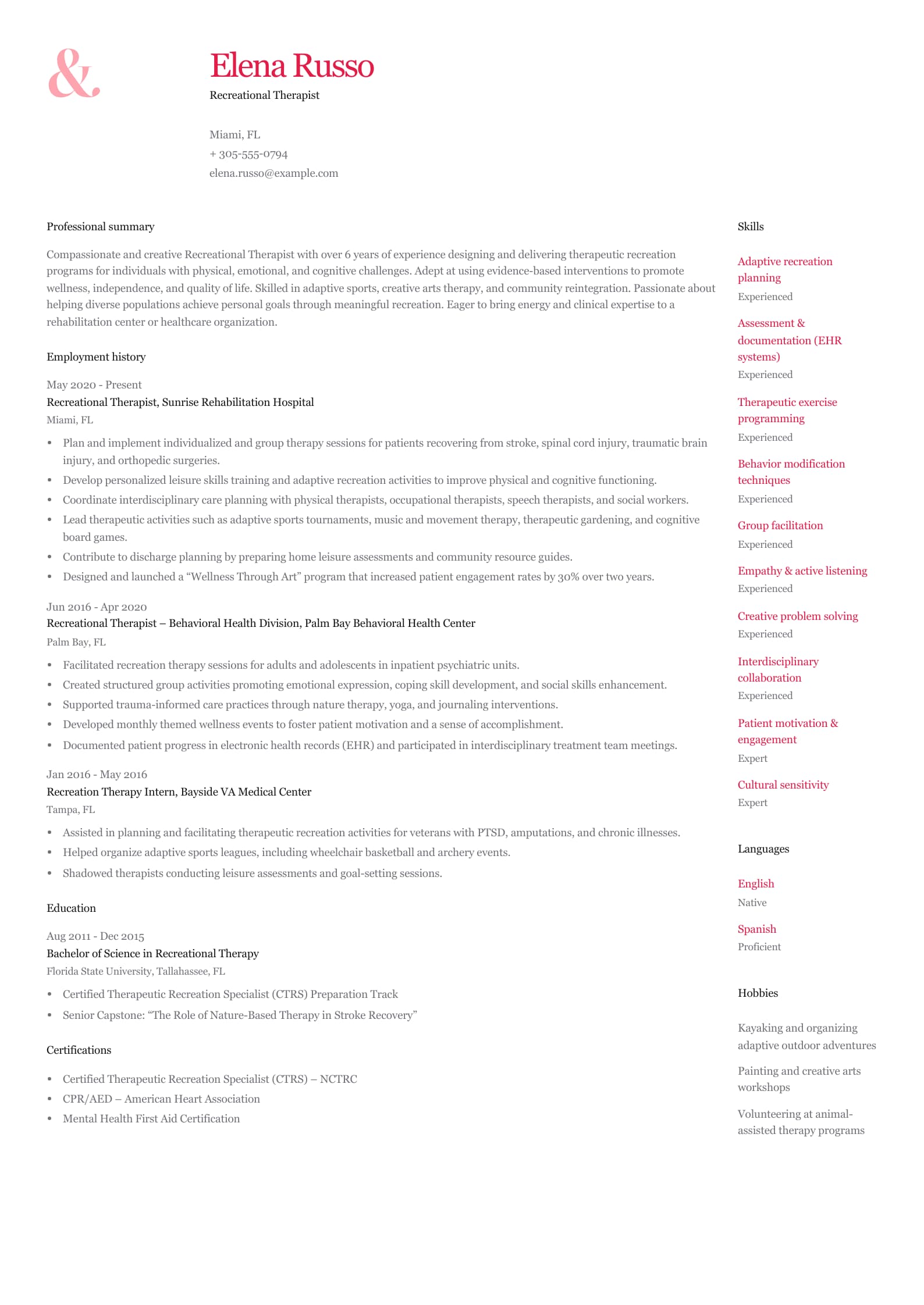 Recreational Therapist