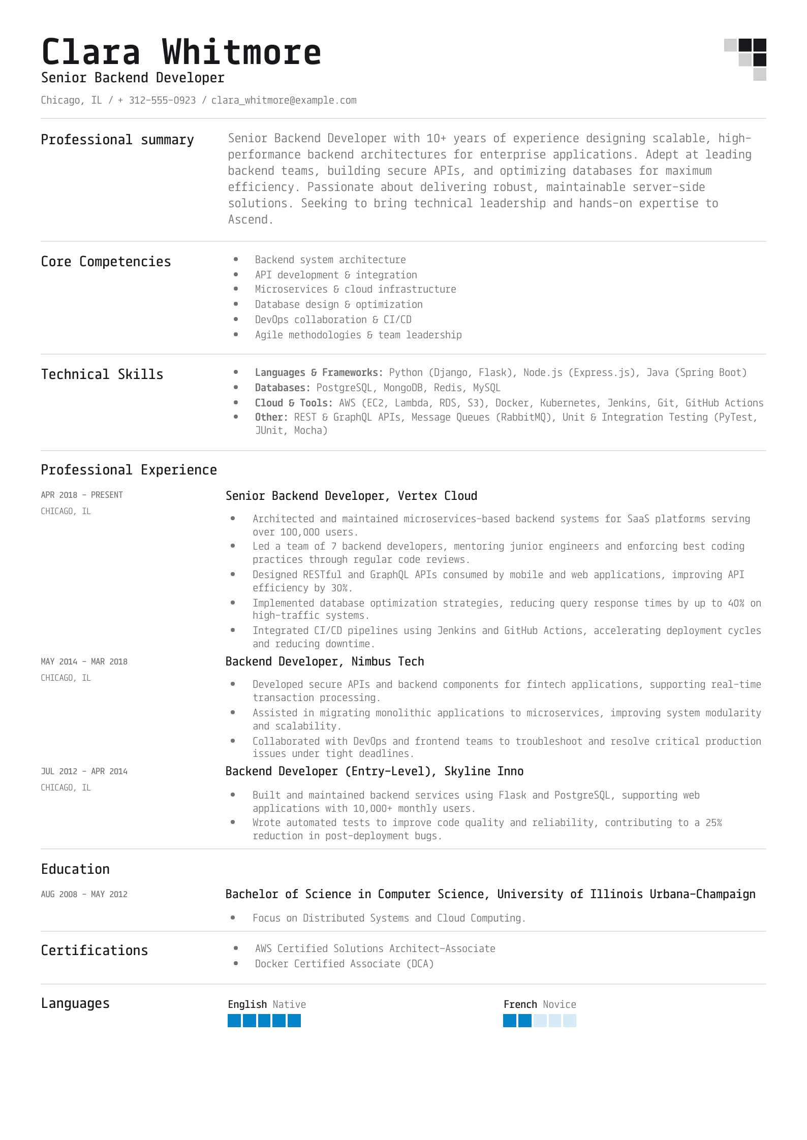 Senior Back-End Developer