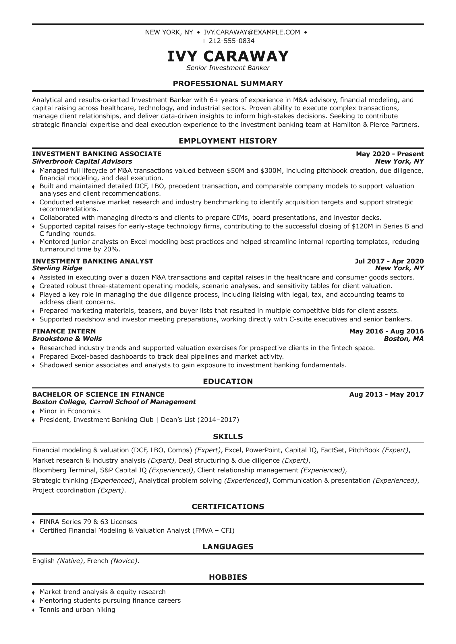 Senior Investment Banker