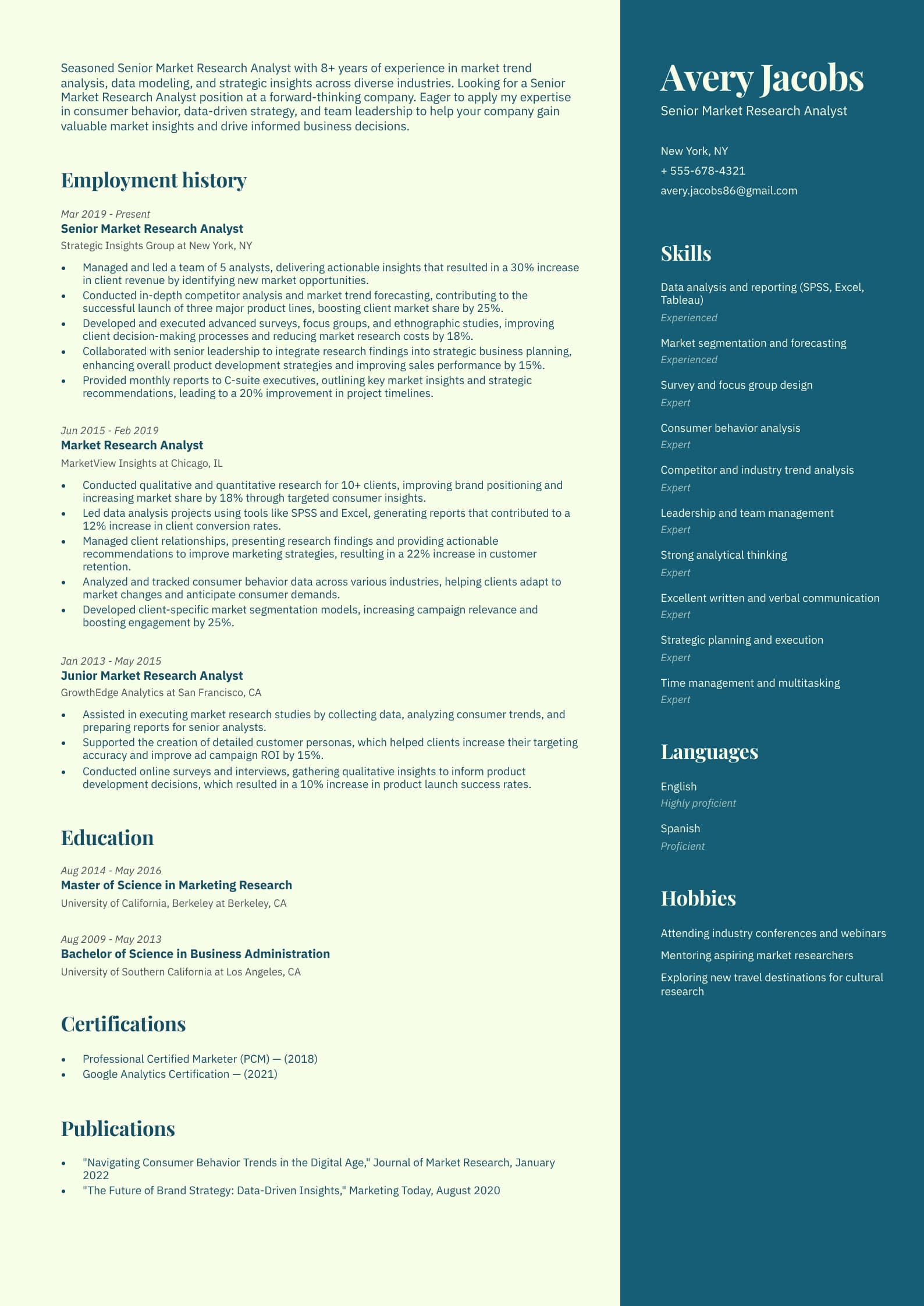 Senior Market Research Analyst