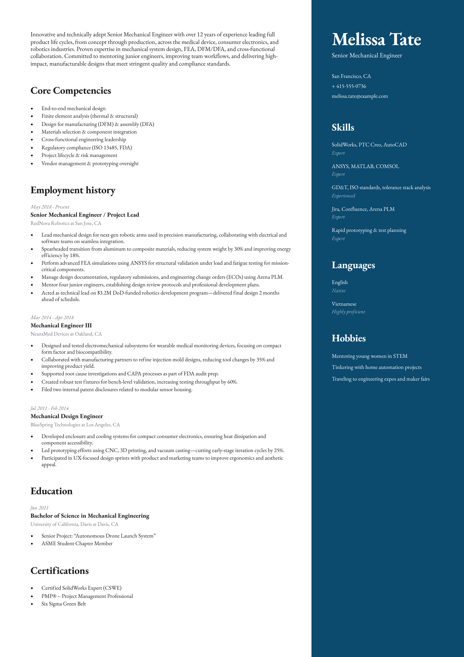 Senior Mechanical Engineer