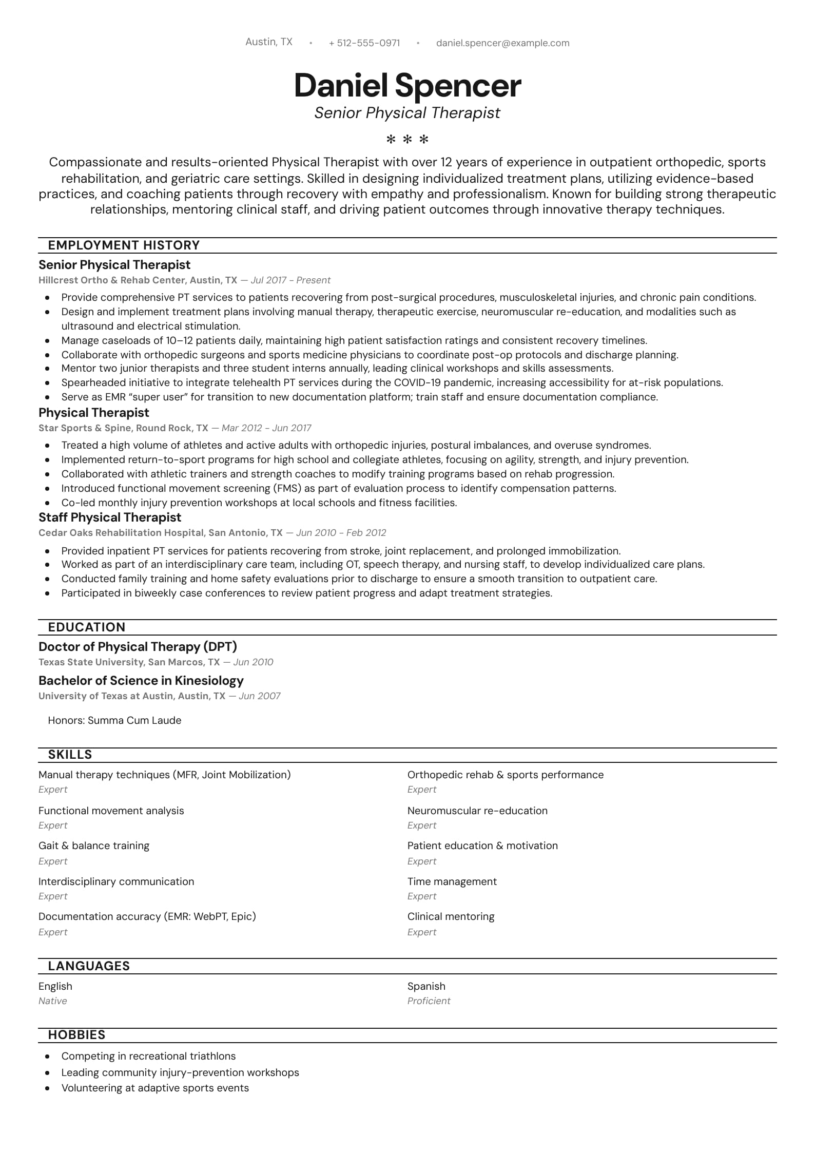 Senior Physical Therapist