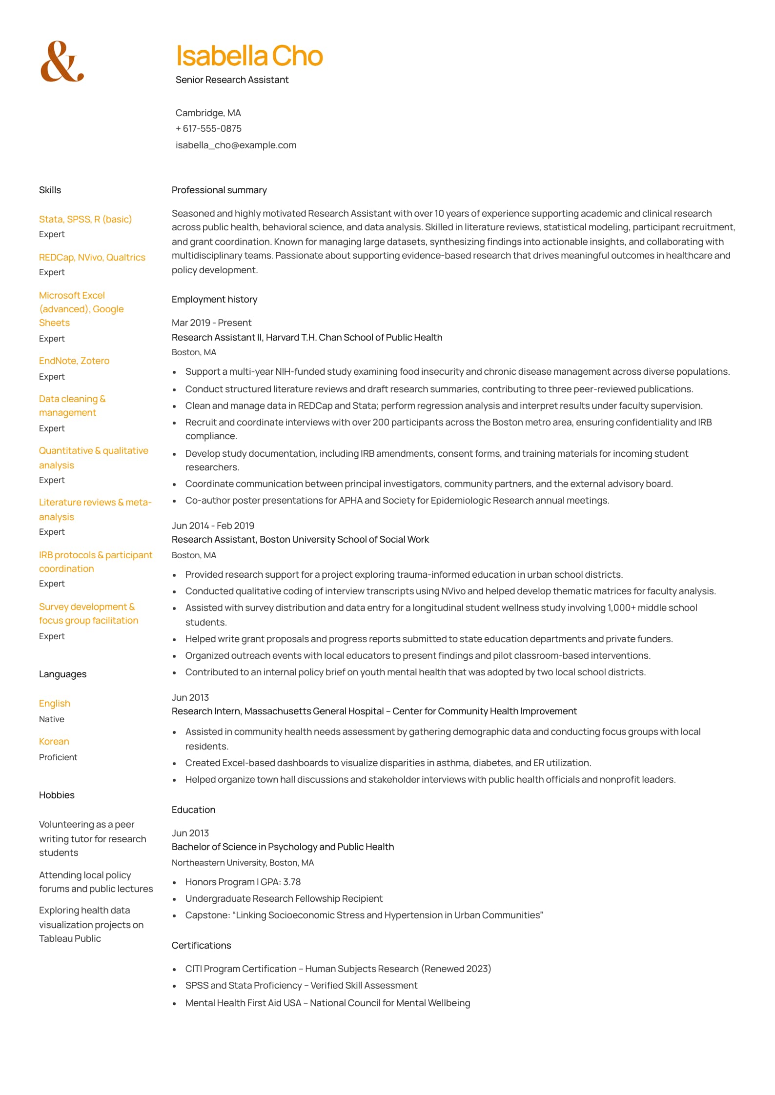 Senior Research Assistant