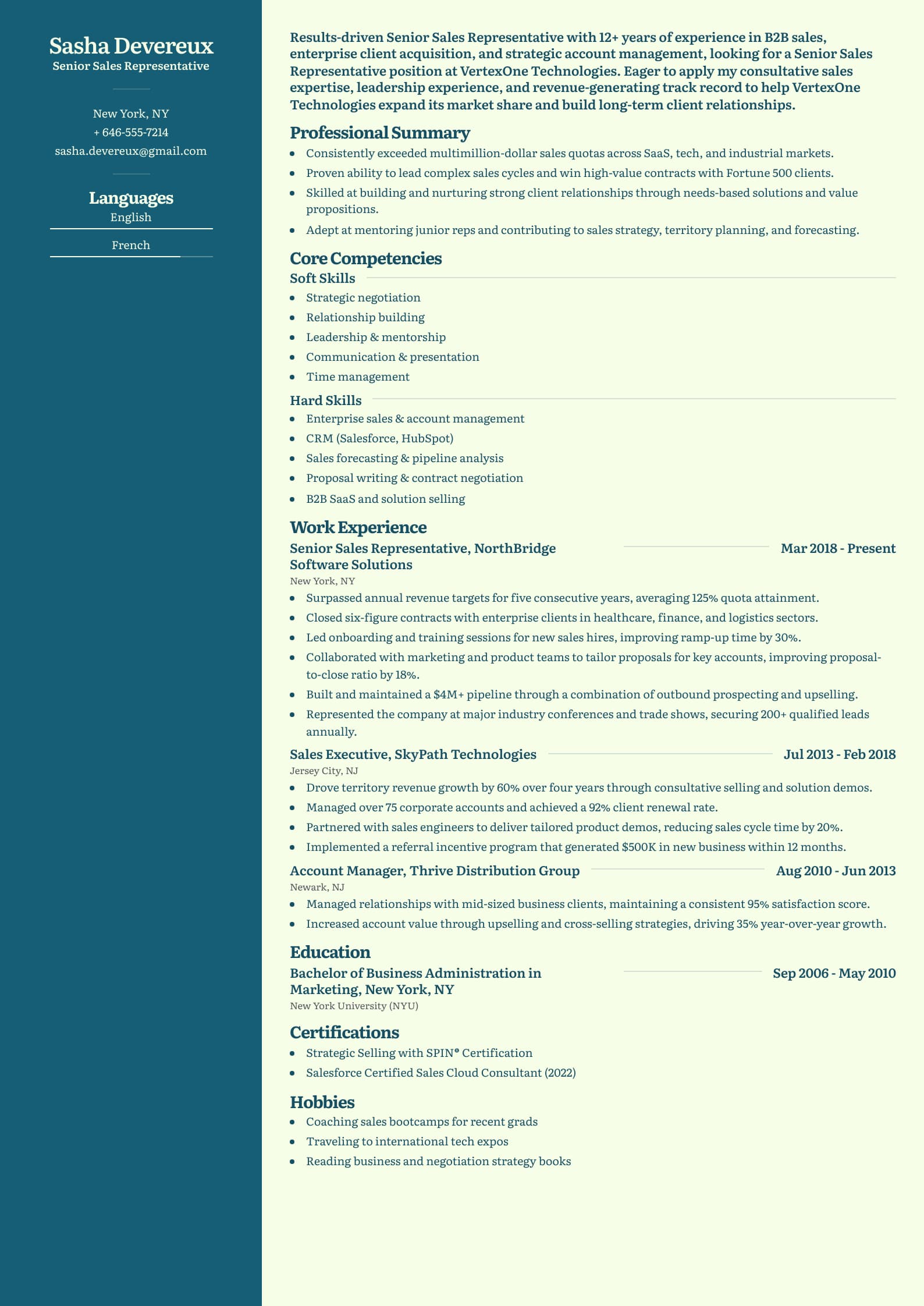 Senior Sales Representative