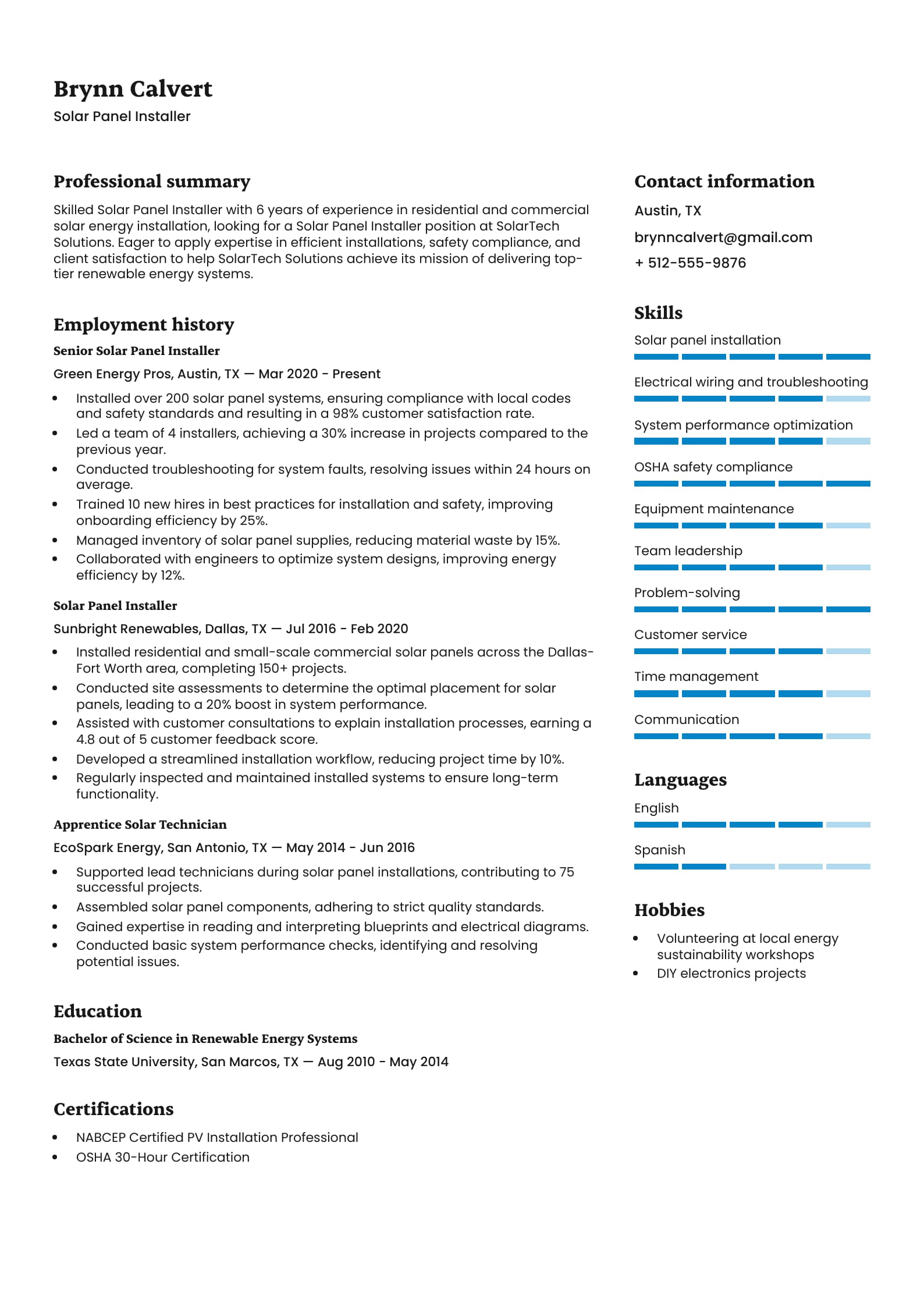 Solar Panel Installer